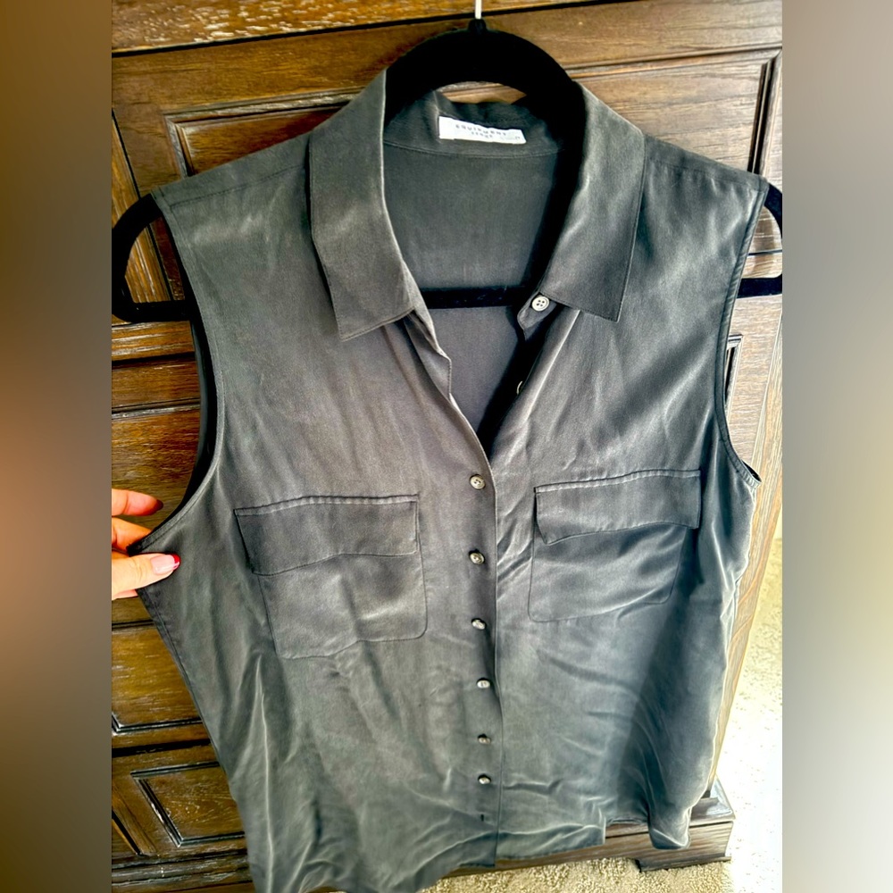 Sleeveless Silk Equipment top. , button down in GUC. Hardly worn.